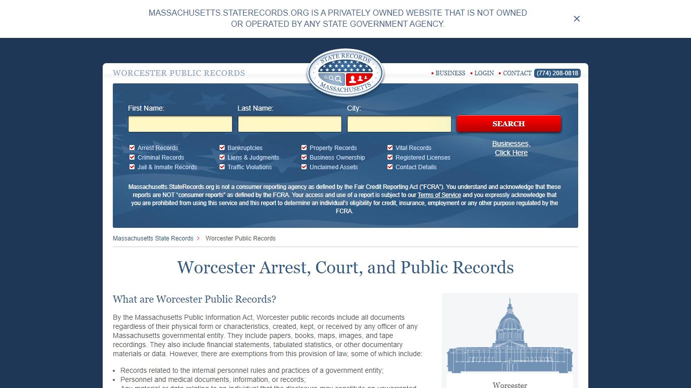 Worcester Arrest, Court, and Public Records